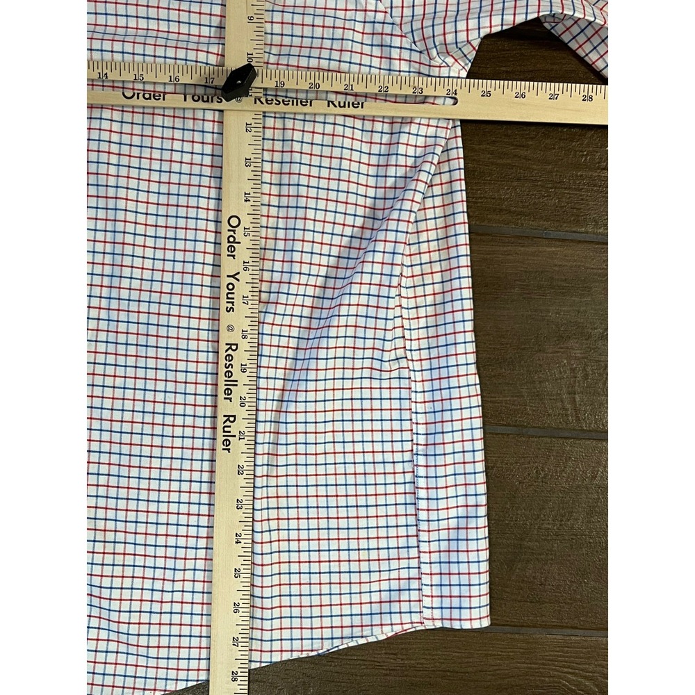 Brooks Brothers Regent Fit Non-Iron Stretch Shirt XL Red Blue Tattersall Check - Picture 4 of 6
